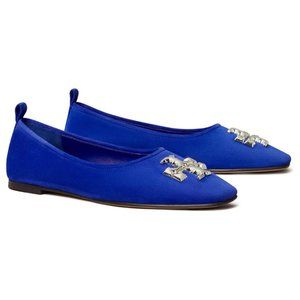 ❤️NIB Tory Burch Eleanor Suede Leather Ballet Flat Cobalt Blue US 7 AUTHENTIC